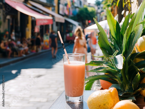 Pink Fruit Drink with Orange Slice