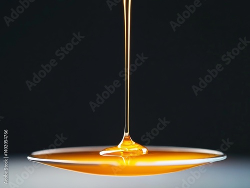 Honey Dripping on Glass Plate