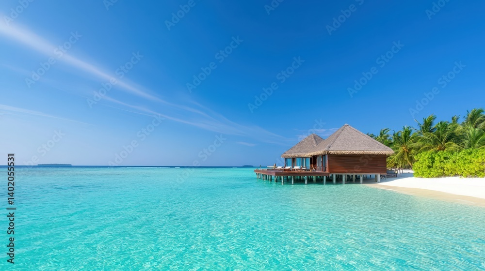 Serene beach hut escape, tranquil getaway on the water's edge Serene beach hut escape, tranquil getaway on the water's edge