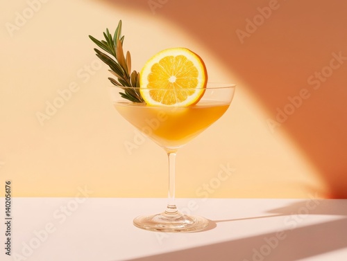 Orange Slice in Glass with Rosemary