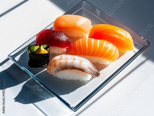 Minimalist Sushi on Glass Tray