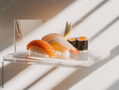 Minimalist Sushi on Glass Tray