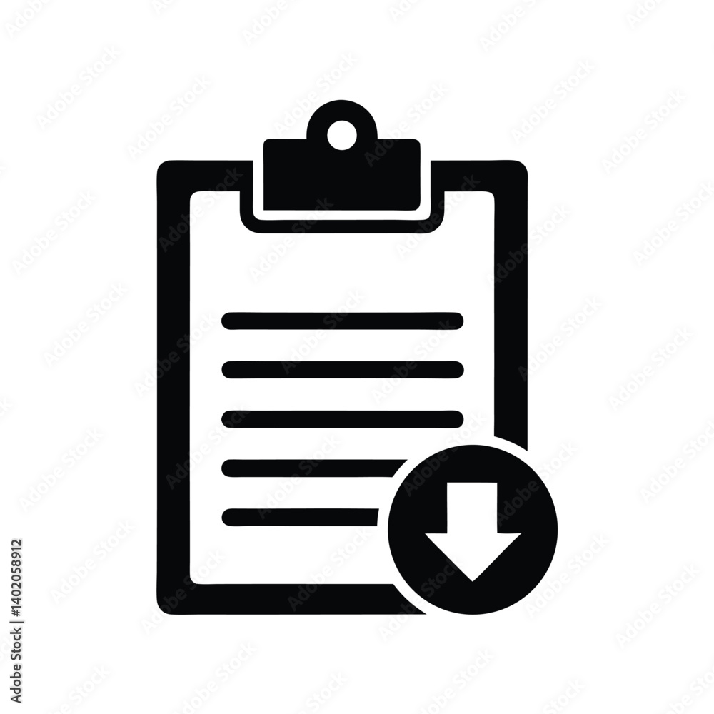 Black Clipboard Icon with Profile and Text Fields on Transparent Background Black Clipboard Icon with Profile and Text Fields on Transparent Background
