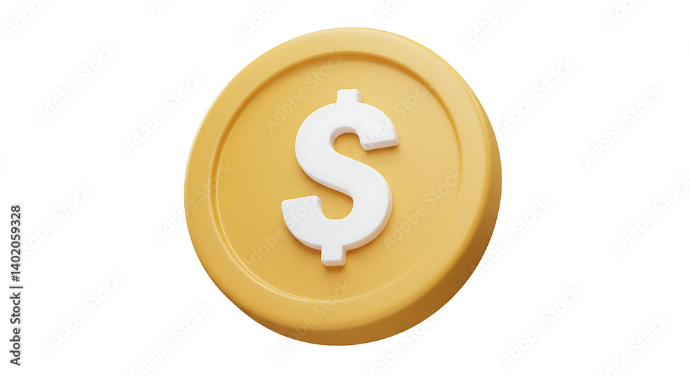 Illustration of a stylized gold coin with a bold white dollar symbol Illustration of a stylized gold coin with a bold white dollar symbol