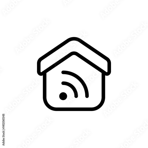 Smart Home Icon. Wi-Fi Connected House, Symbolizes internet connection, home automation, technology, and modern living. for websites, and apps