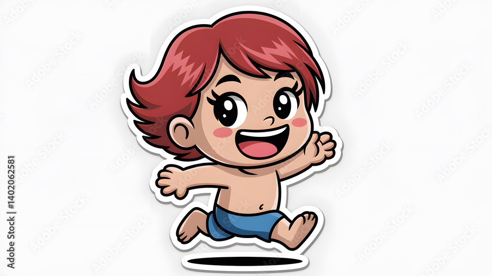 Joyful Toddler Running Cartoon Illustration Joyful Toddler Running Cartoon Illustration