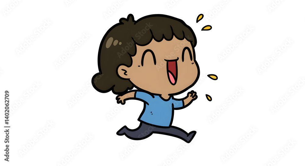 Joyful Cartoon Kid Running, Happy Child Illustration Joyful Cartoon Kid Running, Happy Child Illustration
