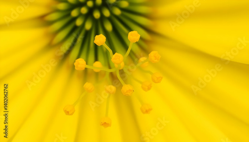 Closeup Bright Yellow Flower Pistil
