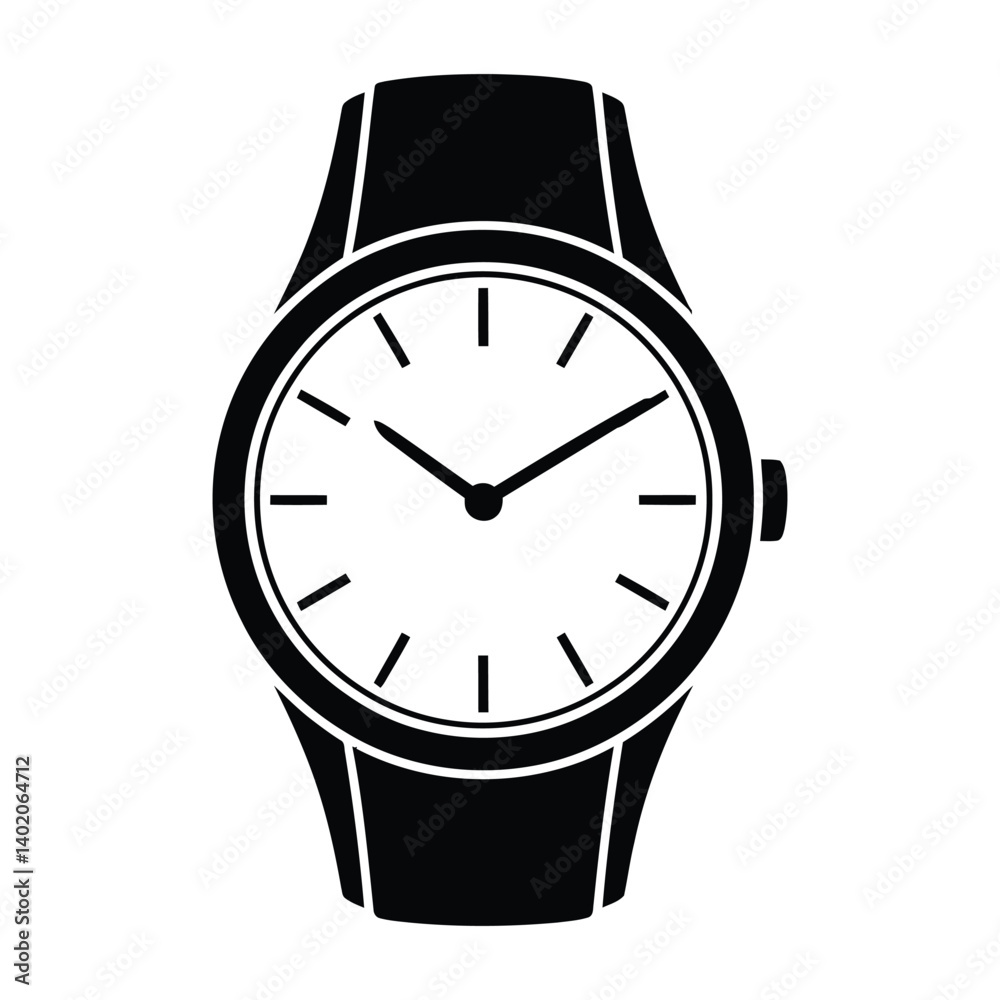 Minimalist Watch Line Art, Silhouette, Vector, Icon, Logo, White Background. Minimalist Watch Line Art, Silhouette, Vector, Icon, Logo, White Background.