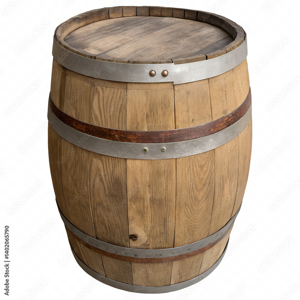 Fototapeta premium Wooden barrel on transparent background