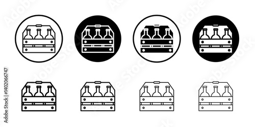 beer bottles in basket icon Flat illustration sign