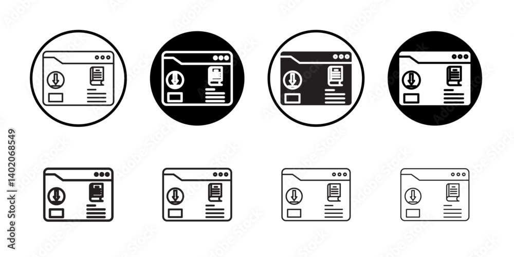 E book download icon Flat illustration sign E book download icon Flat illustration sign