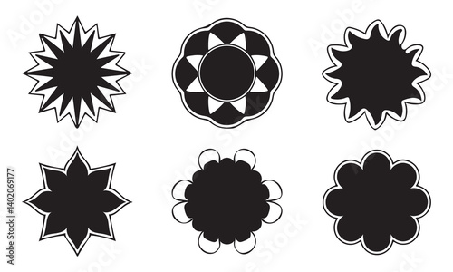 Burst Shape Vector Set – Decorative Green Badges and Star Label Icons