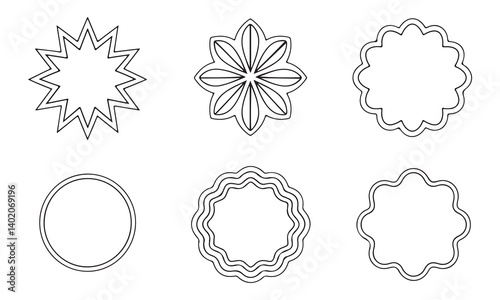 Burst Shape Vector Set – Decorative Green Badges and Star Label Icons
