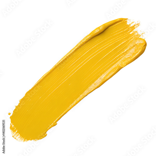 yellow paint stroke on transparent background