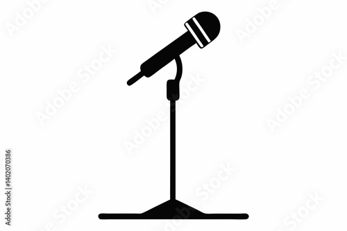 mic stand silhouette vector art