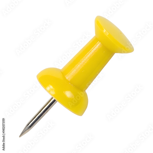 Yellow push pin isolated on transparent background