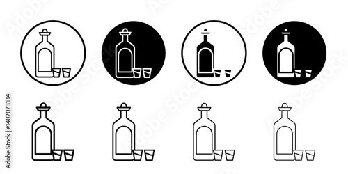 Tequila bottle and glass icon Flat illustration sign