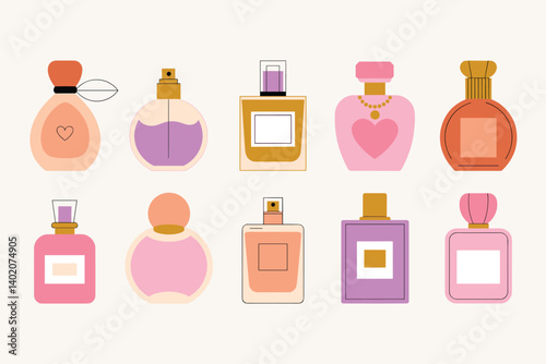 Collection of elegant perfume bottles in various shapes and designs