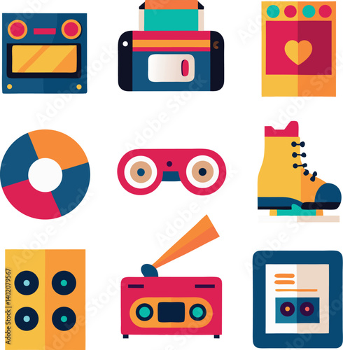 different-retro-vector-element-set