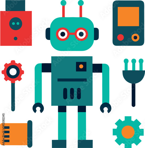 different-robot-vector-element-set