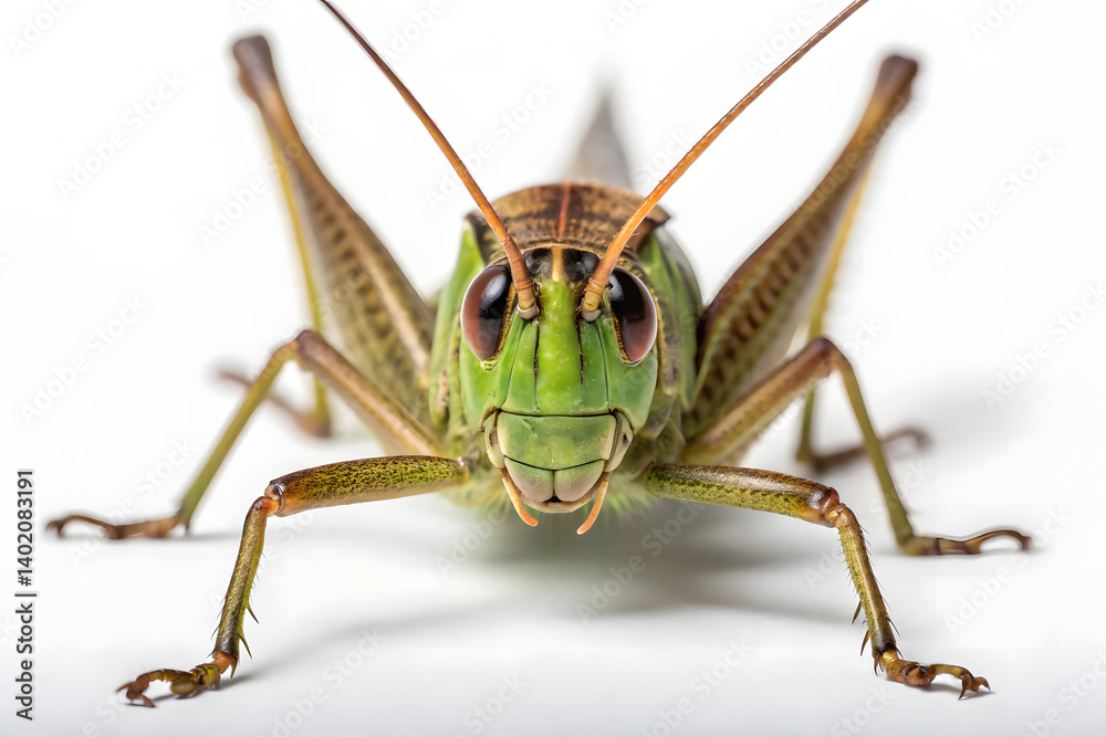 Close-up of Grasshopper on White Background Close-up of Grasshopper on White Background