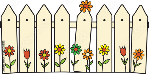 garden fence doodle hand drawn vector icon. Outline drawing garden wooden fence line clipart symbol vector illustration