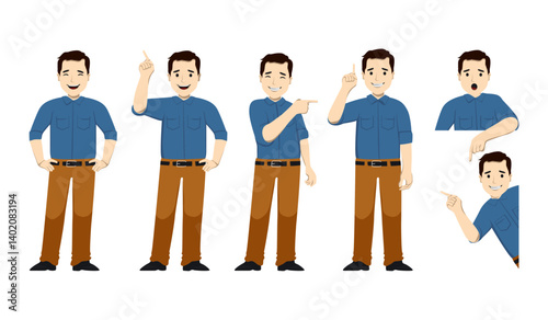 business man with denim gesture set