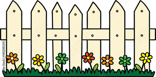 garden fence doodle hand drawn vector icon. Outline drawing garden wooden fence line clipart symbol vector illustration