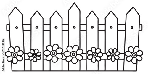 garden fence doodle hand drawn vector icon. Outline drawing garden wooden fence line clipart symbol vector illustration