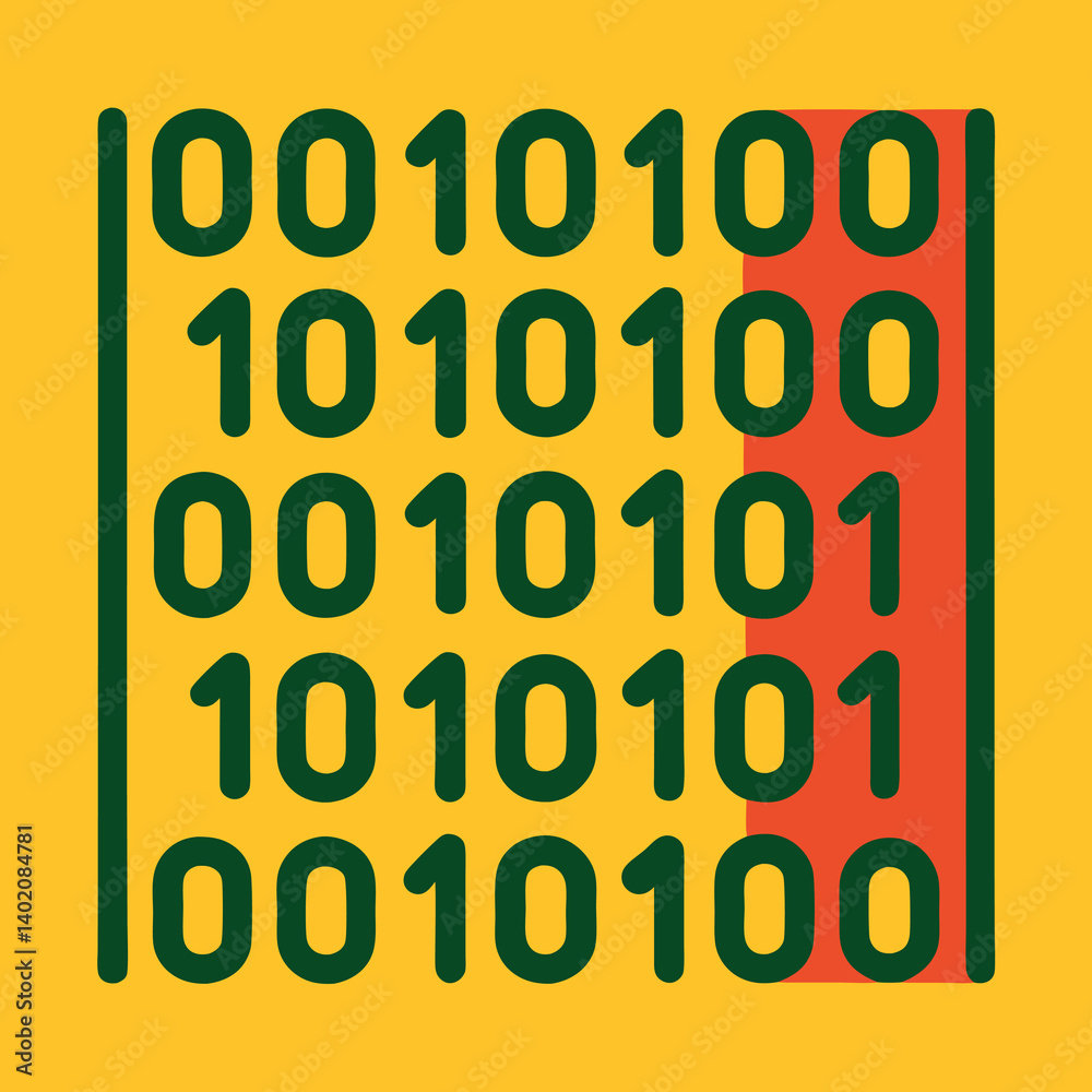 Binary code illustration-whit-solid-colour outline Binary code illustration-whit-solid-colour outline