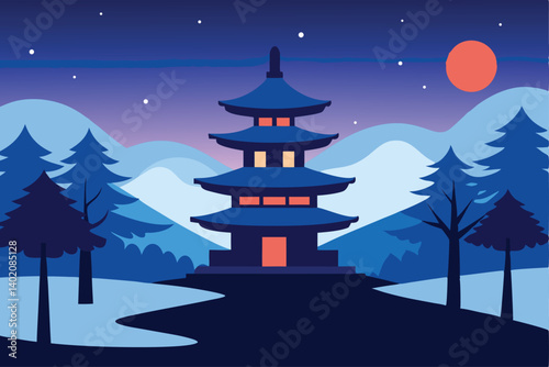 chinese temple in the night