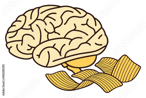 52 Brain-shaped potato chips, golden crispy snacks, neurological food art, cerebral junk food, mind-bending munchies, cognitive crisps, intellectual appetizers, neurogastronomy, surreal snacking, brai