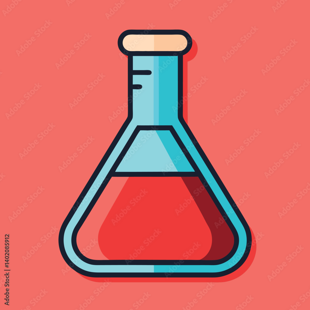 Chemistry flask illustration whit solid colour outline. Chemistry flask illustration whit solid colour outline.