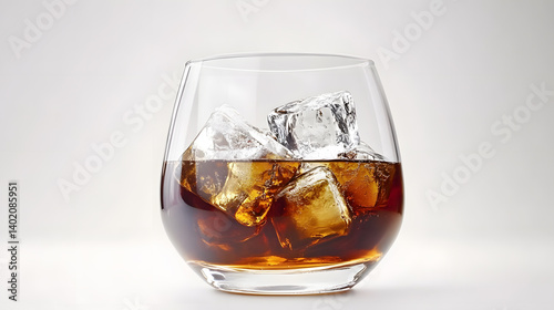 Wallpaper Mural glass tumbler filled with cold brew coffee and large ice cubes on plain background Torontodigital.ca