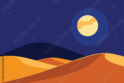 desert landscape with moon