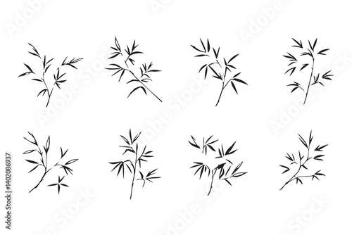 Bamboo leaf line art 