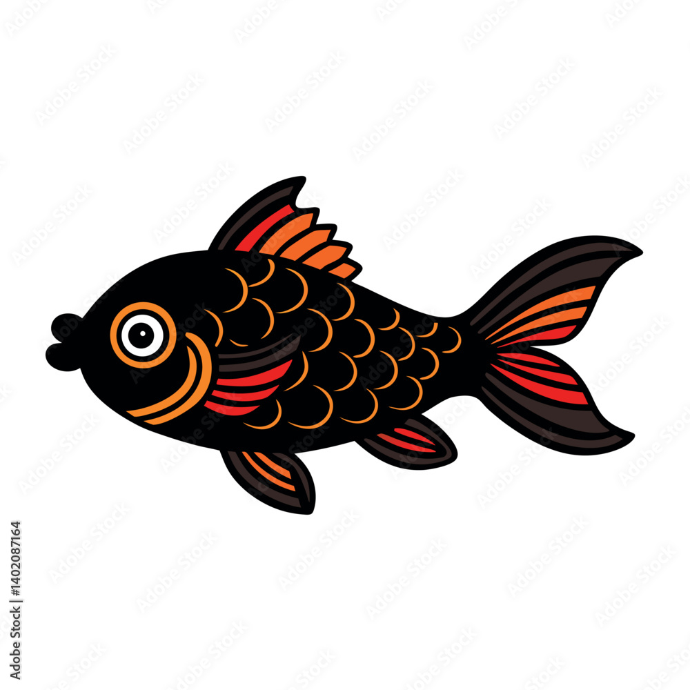 Fototapeta premium Colorful fantasy fish vibrant scales orange 