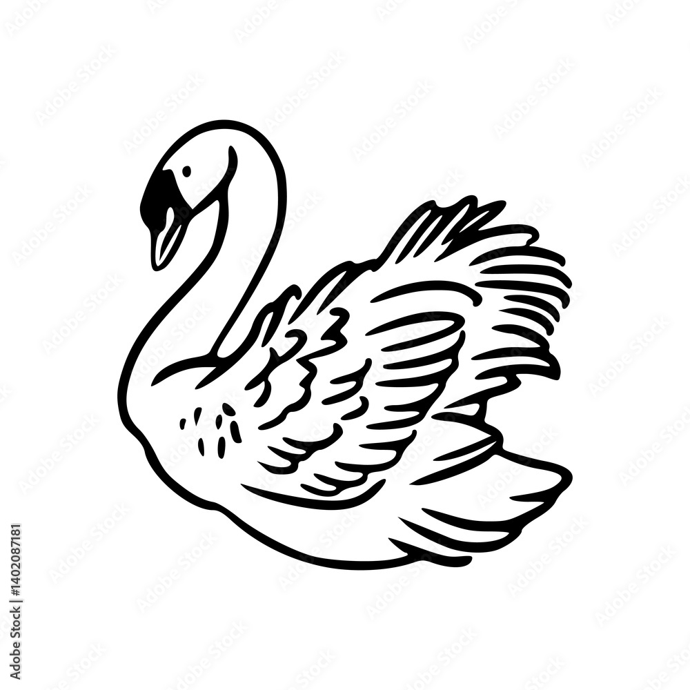 Fototapeta premium simple elegant swan line art design