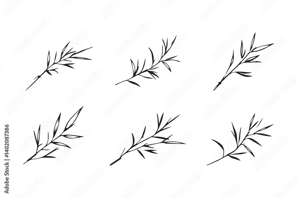 Obraz premium Bamboo leaf line art
