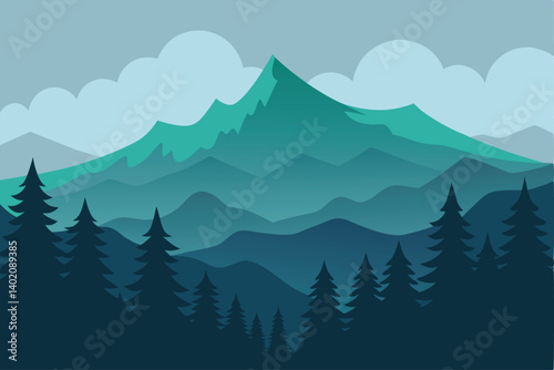 winter landscape with mountains