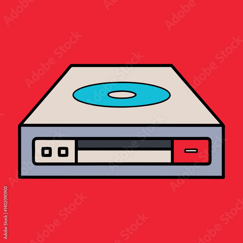 Dvd player-illustration-whit-solid-colour-outline 