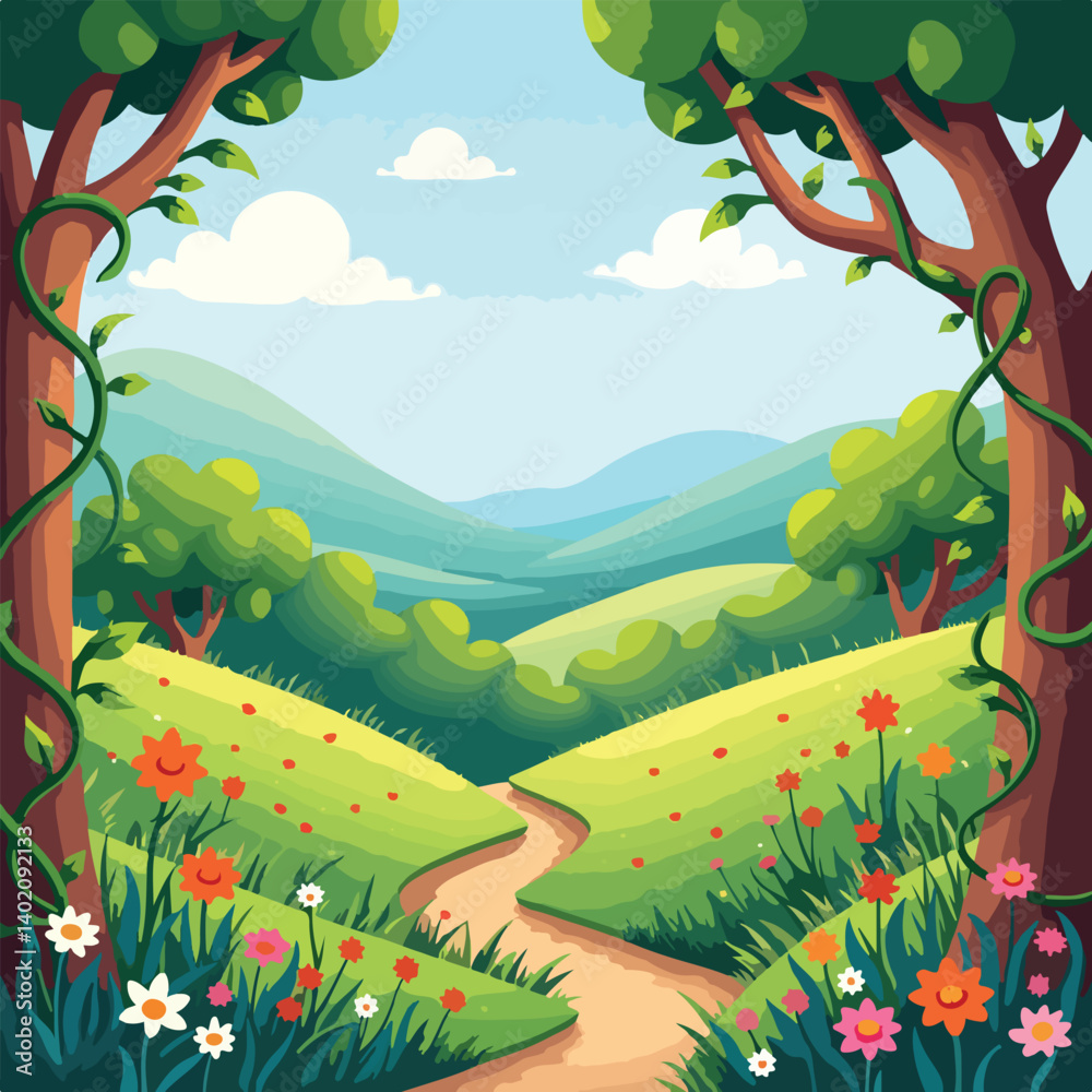 summer landscape with trees summer landscape with trees