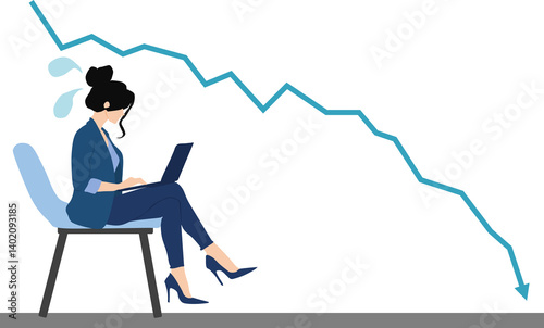 Fototapeta Naklejka Na Ścianę i Meble -  株価暴落して損切をするビジネスマンのイラスト