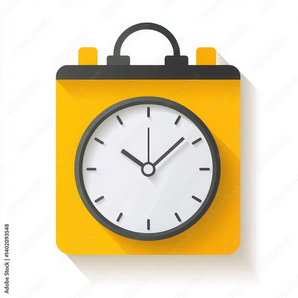 Illustration of a yellow calendar with a clock on the front side Illustration of a yellow calendar with a clock on the front side