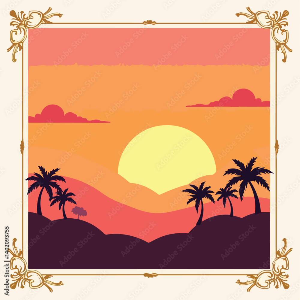 Obraz premium tropical beach vector illustration