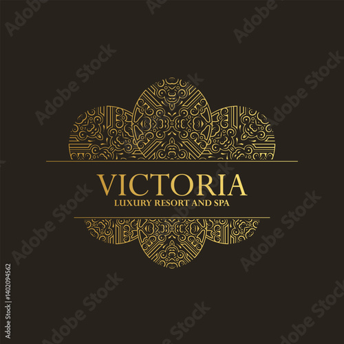 Luxury hotel label template. Trendy vintage royal ornament frames illustration.