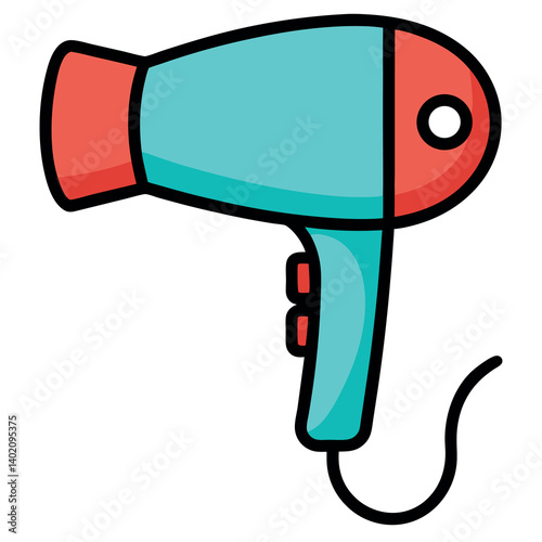 Hair-dryer-illustration-whit-solid-colour-outline  
