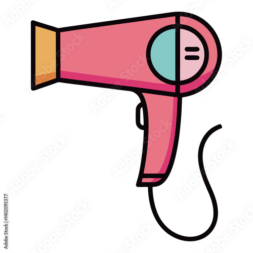 Hair-dryer-illustration-whit-solid-colour-outline  