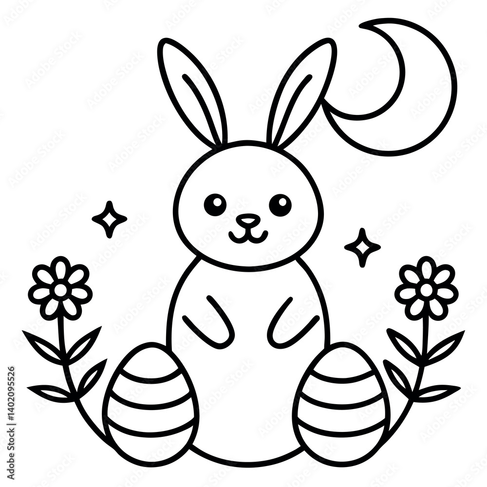 Obraz premium Easter bunny with easter eggs